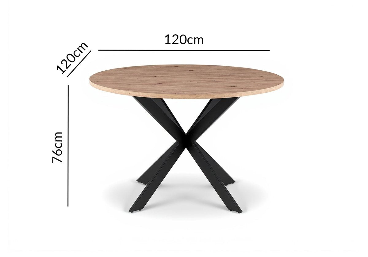 Table à manger ronde SINAYA + Lot de 4 chaises grises CECILE - DécoInParis