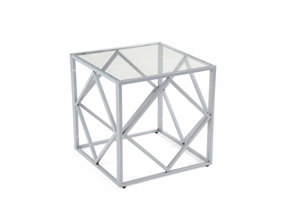 Table basse design en verre et métal carrée ELIO - DécoInParis