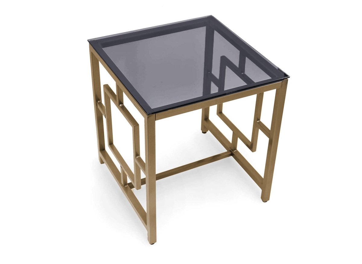 Table basse design en verre noir et métal doré carrée PABLO - DécoInParis