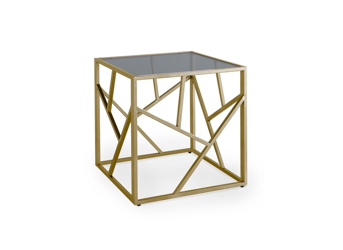 Table basse design en verre noir et métal doré carrée SOLAL - DécoInParis