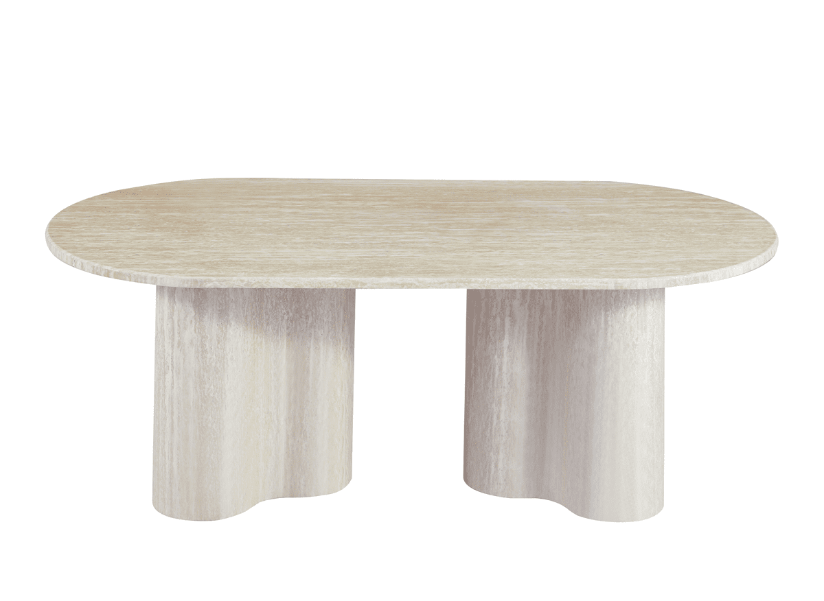 Table basse en marbre composite beige pieds forme organique VANINA - DécoInParis