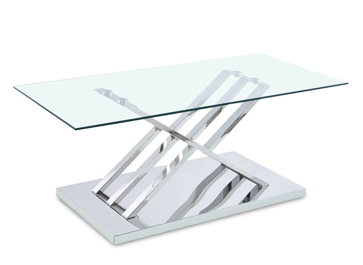 Table basse rectangulaire design avec pieds géométrique argentés NELLA - DécoInParis