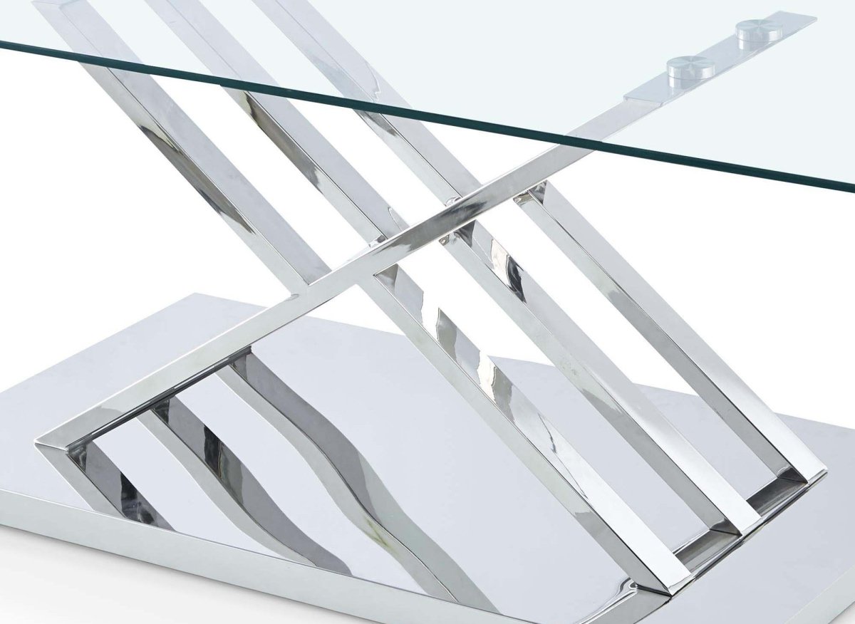 Table basse rectangulaire design avec pieds géométrique argentés NELLA - DécoInParis