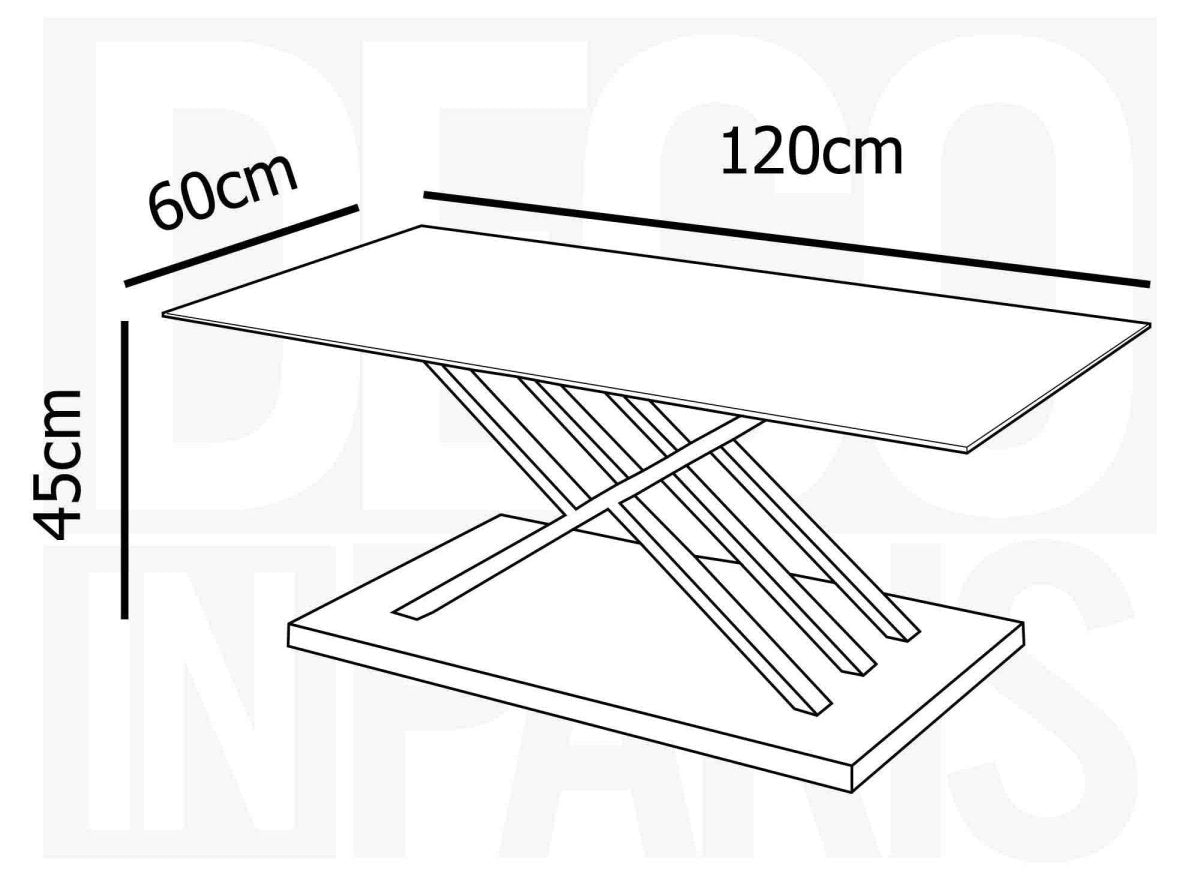 Table basse rectangulaire design avec pieds géométrique argentés NELLA - DécoInParis