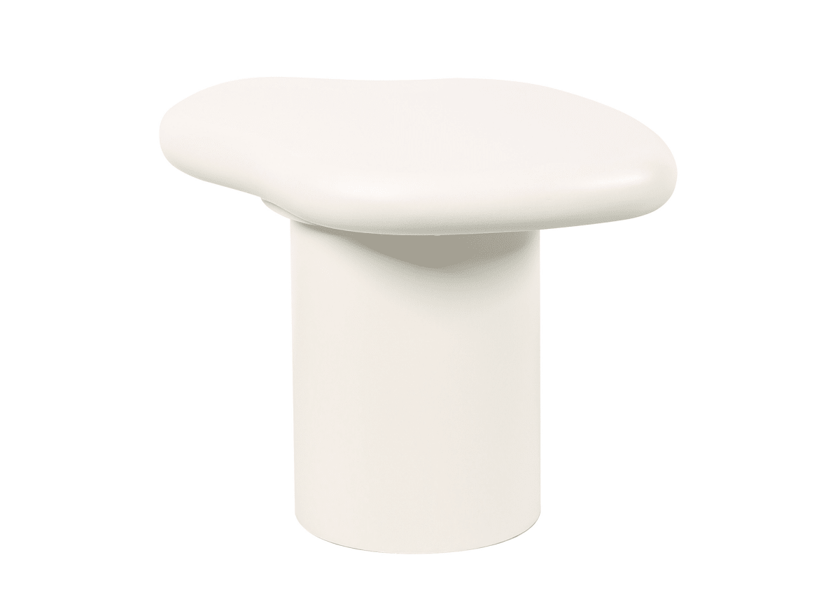 Table basse ronde en béton brossé blanc plateau asymétrique ZELINE - DécoInParis