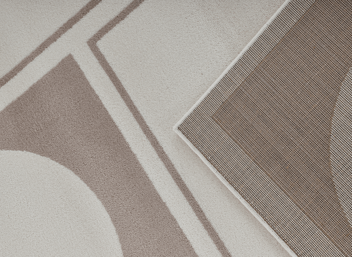 Tapis à formes géométriques beige et marron 200 x 290 cm SIENNA - DécoInParis