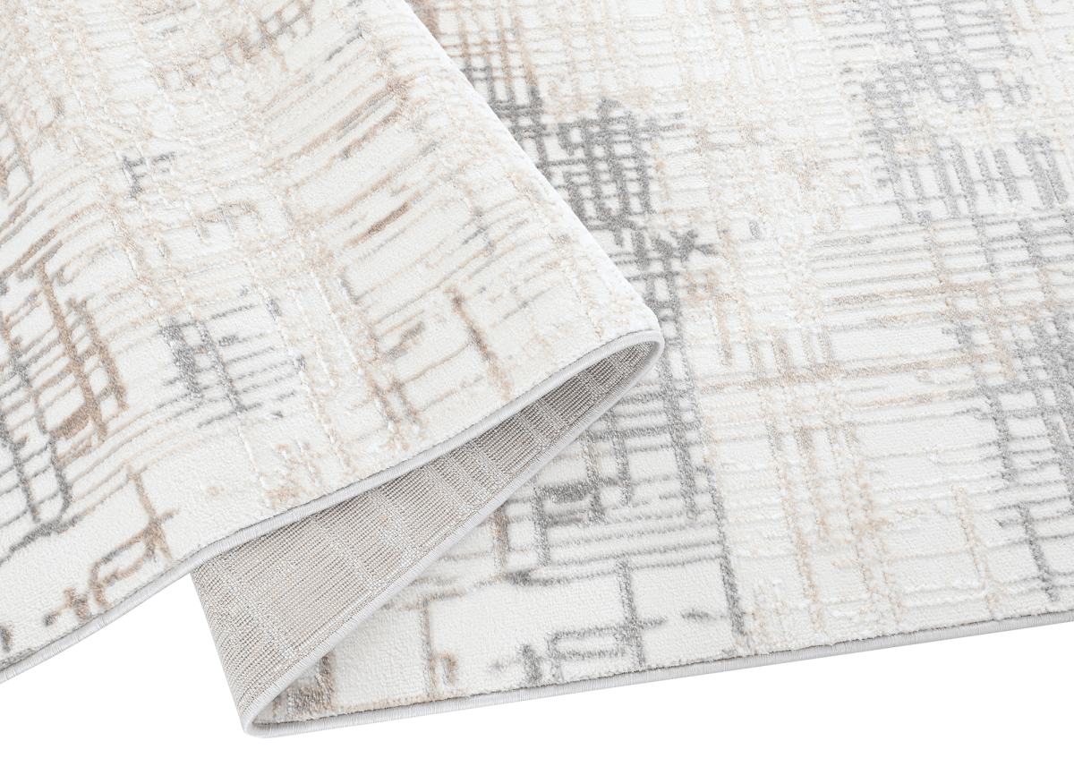 Tapis beige à motifs striés gris 160 x 230 cm PEKIN - DécoInParis