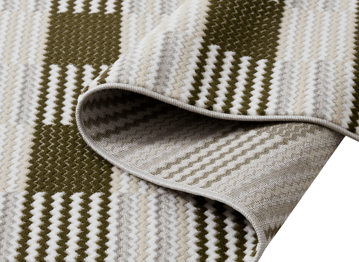 Tapis blanc à motifs carrés verts 160 x 230 cm THEOA - DécoInParis