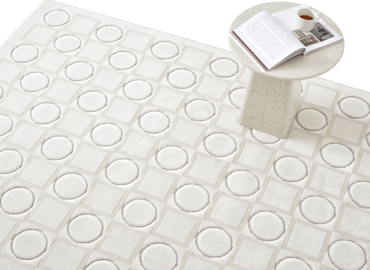 Tapis blanc écru à formes géométriques 192 x 290 cm KAELIES - DécoInParis