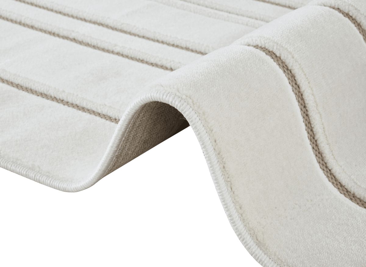 Tapis blanc écru à lignes asymétriques beiges 200 x 290 cm AYLAN - DécoInParis