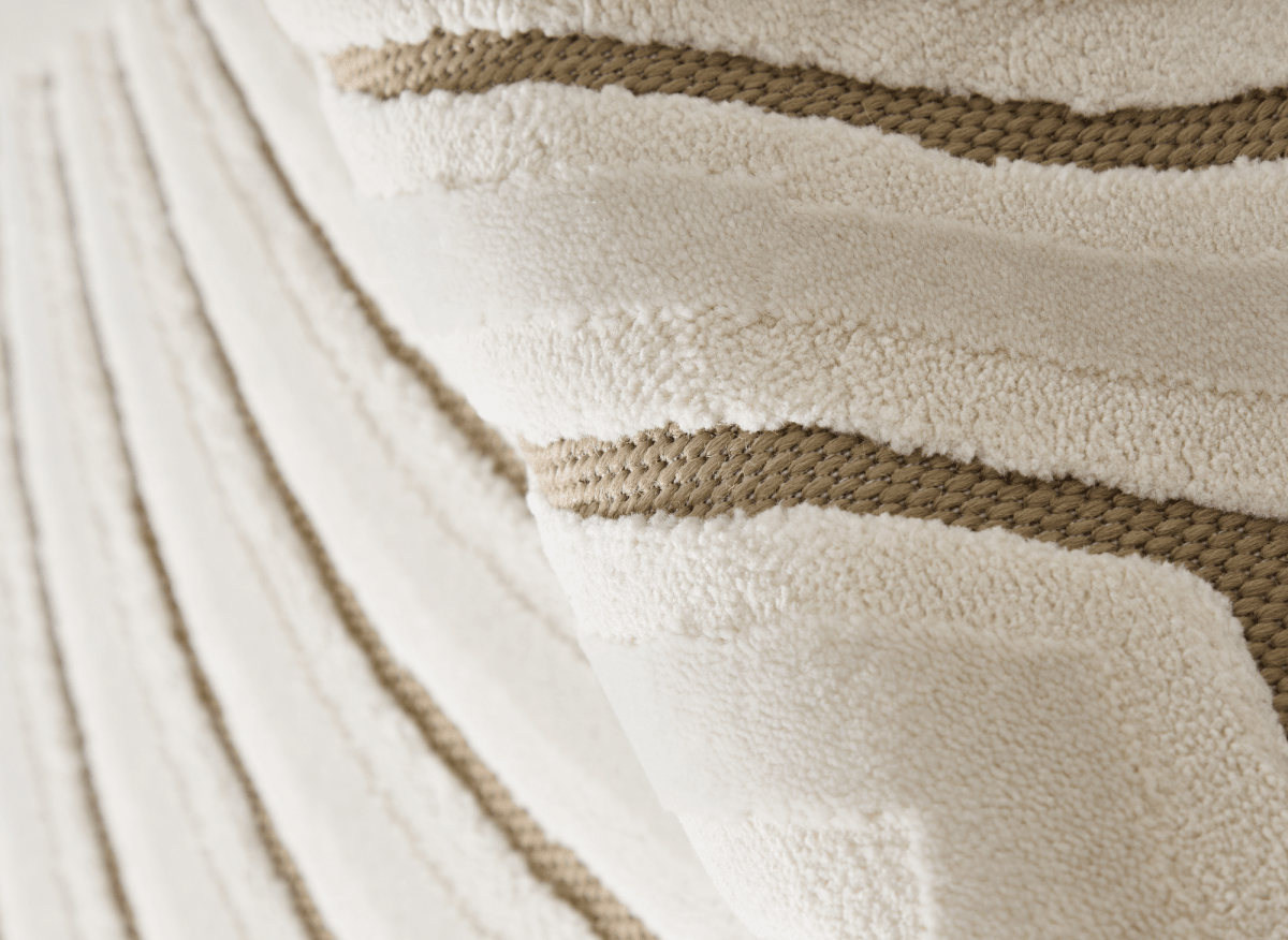 Tapis blanc écru à motifs circulaires beiges 160 x 230 cm ALEO - DécoInParis