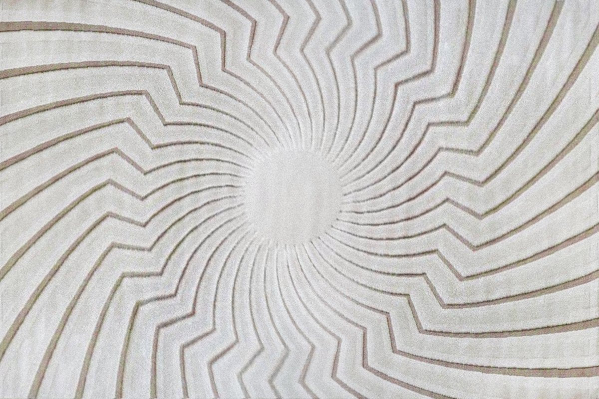 Tapis blanc écru à motifs circulaires beiges 200 x 290 cm ALEO - DécoInParis