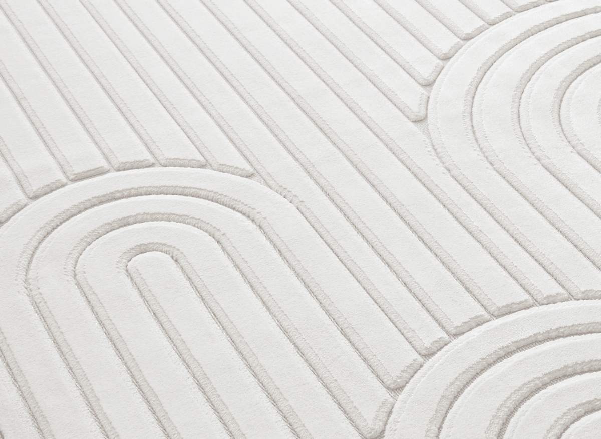 Tapis blanc écru à relief géométriques 154 x 230 cm AFINA - DécoInParis