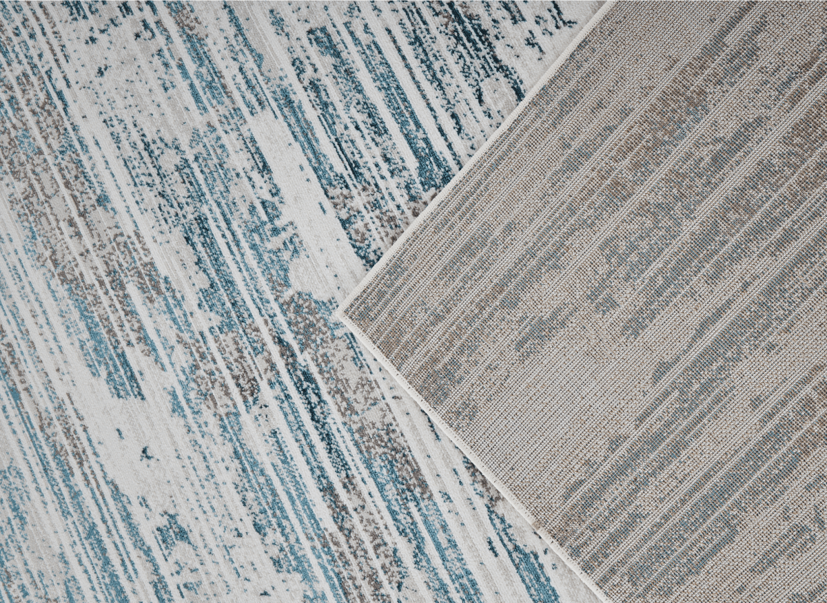 Tapis motif abstrait beige et bleu 160 x 230 cm AURORA - DécoInParis