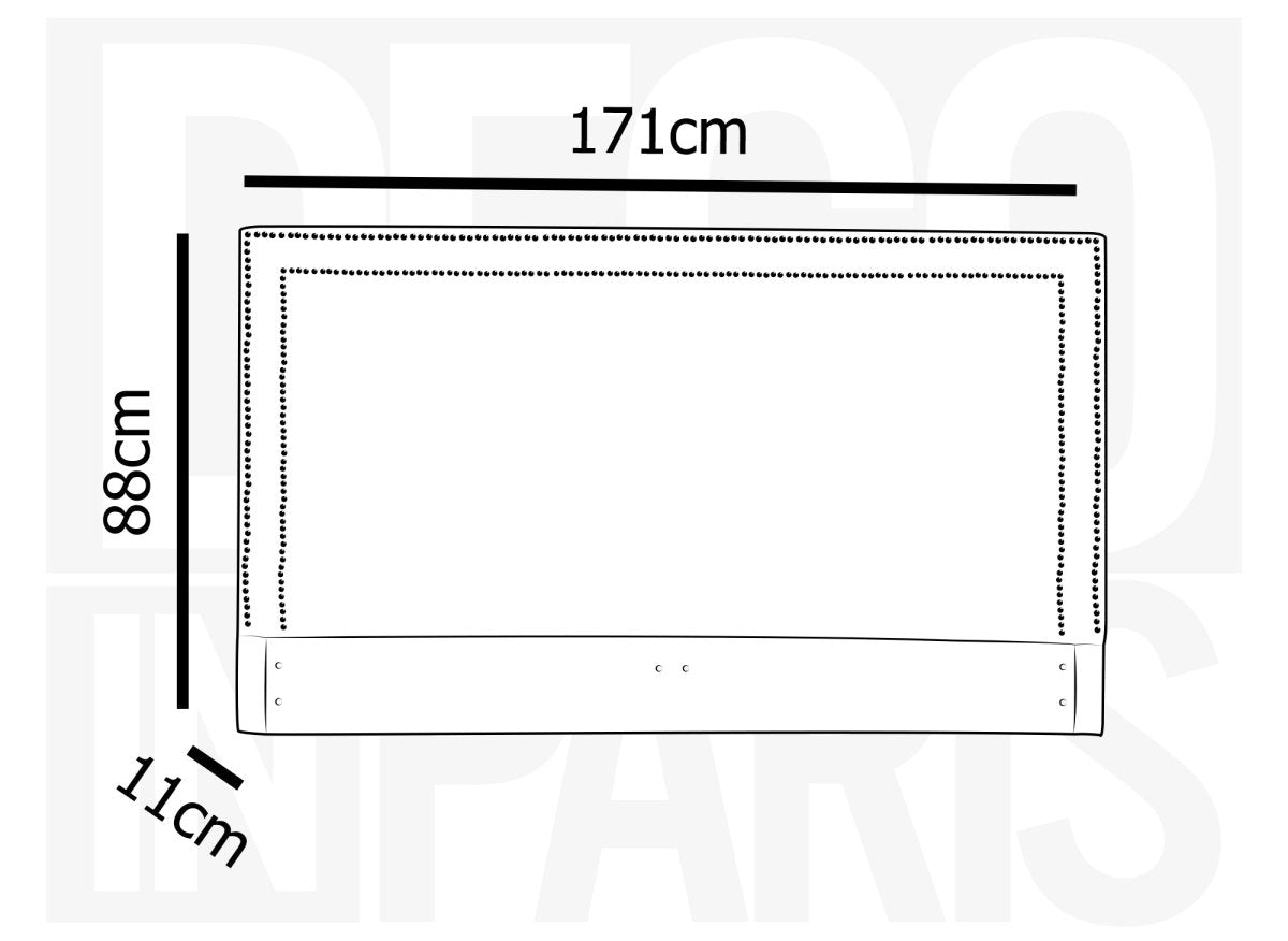 Tête de lit cloutée en tissu lin gris 160 cm LYVE - DécoInParis