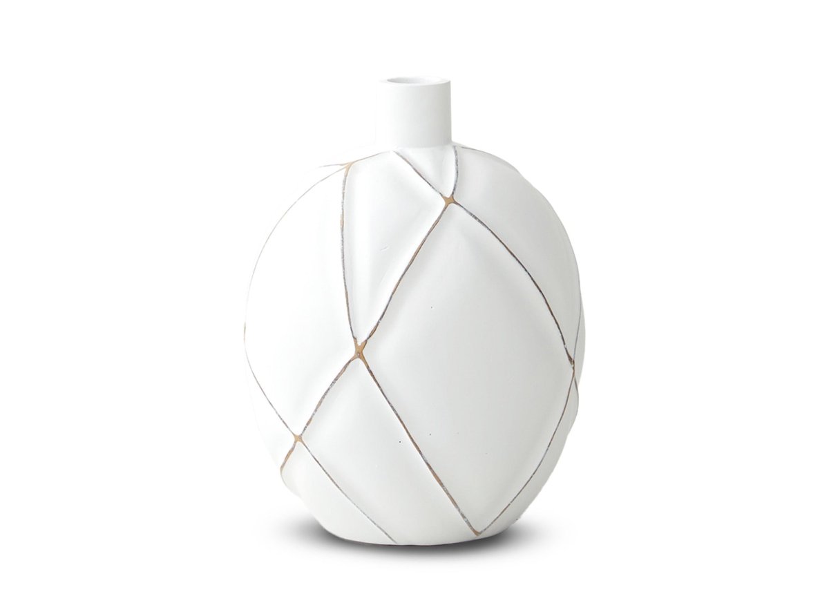 Vase boule en polyrésine blanc H25 cm LUNA - DécoInParis