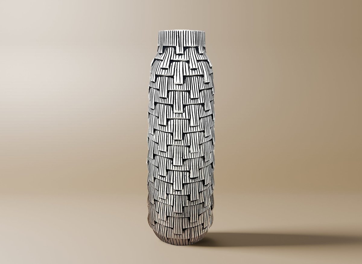 Vase contemporain en polyrésine noir et blanc H50 cm INAYA - DécoInParis