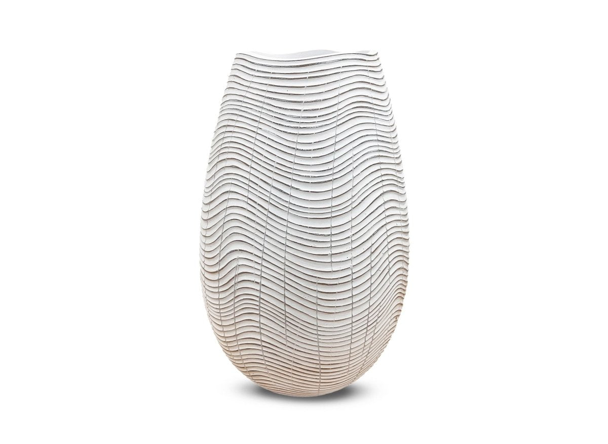 Vase design en résine blanc H30 cm VAGUE - DécoInParis