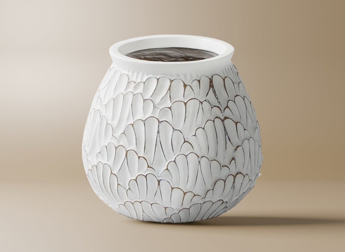 Vase en résine blanche H22 cm CEDRE - DécoInParis