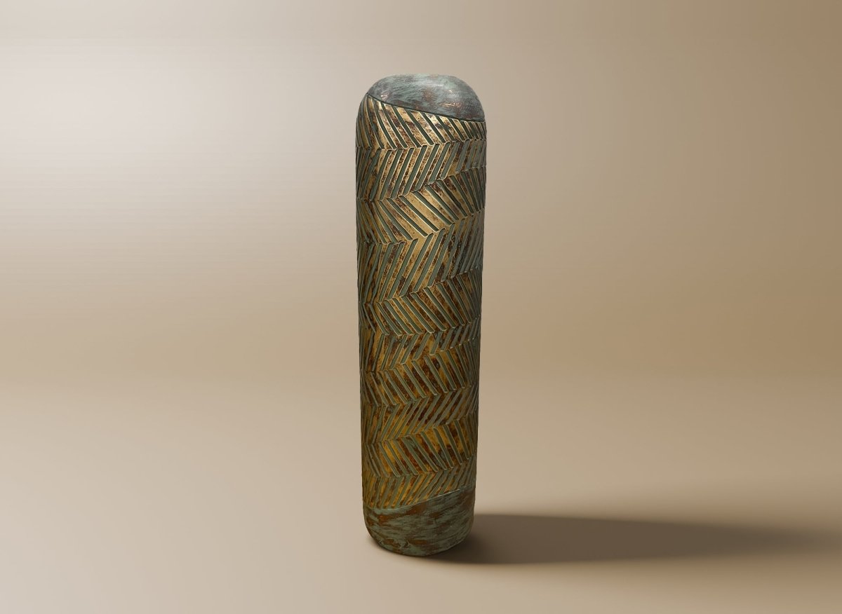Vase XL en polyrésine vert et doré H54 cm AMIRA - DécoInParis