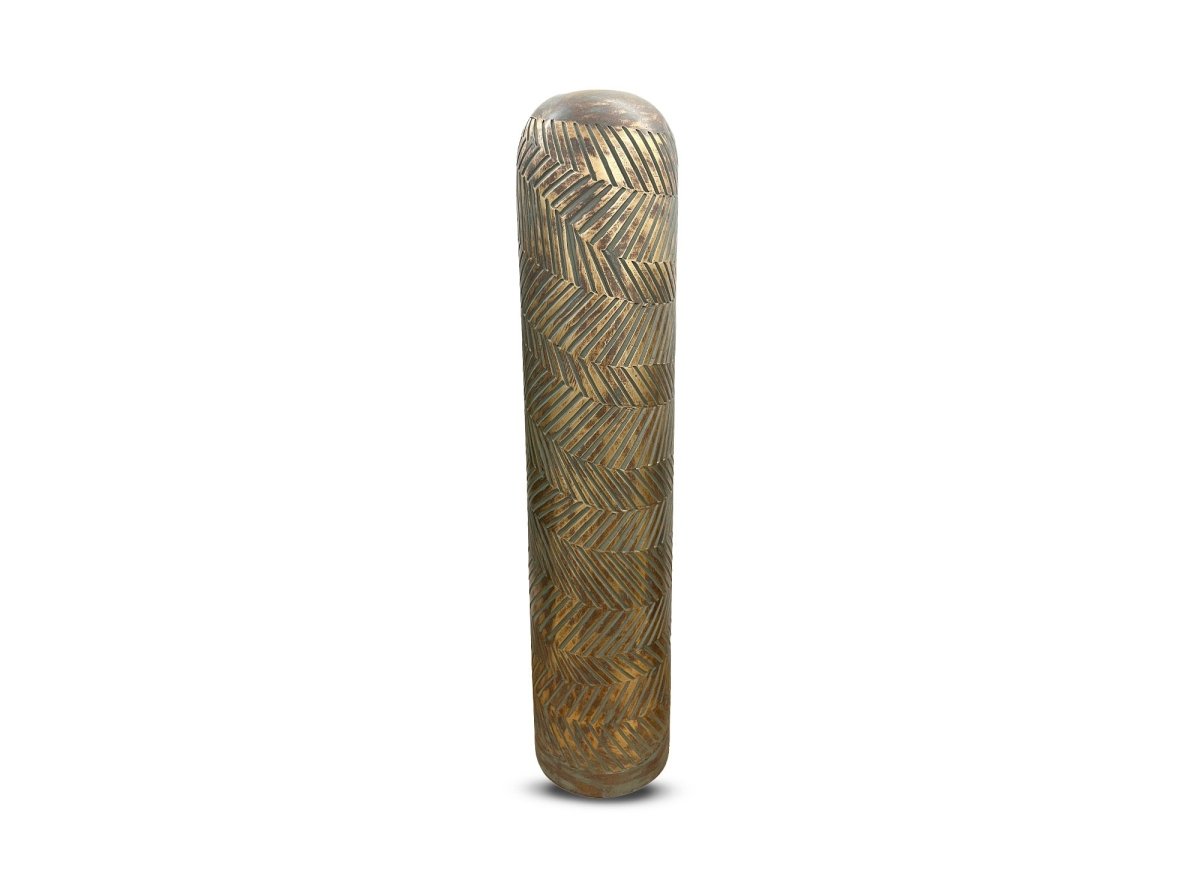 Vase XL en polyrésine vert et doré H68 cm AMIRA - DécoInParis