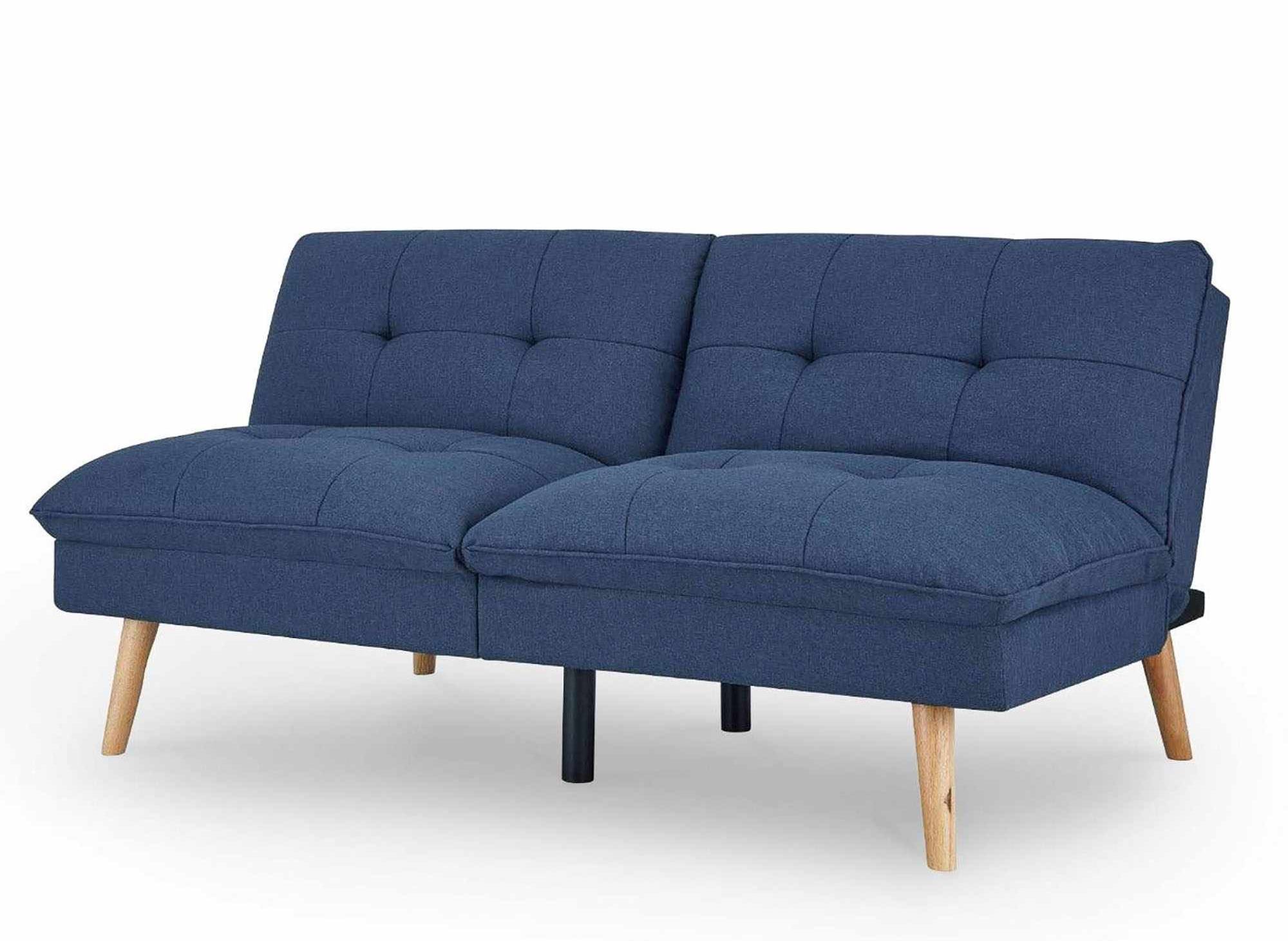 Canapé clic clac scandinave 3 places en tissu bleu KALLY