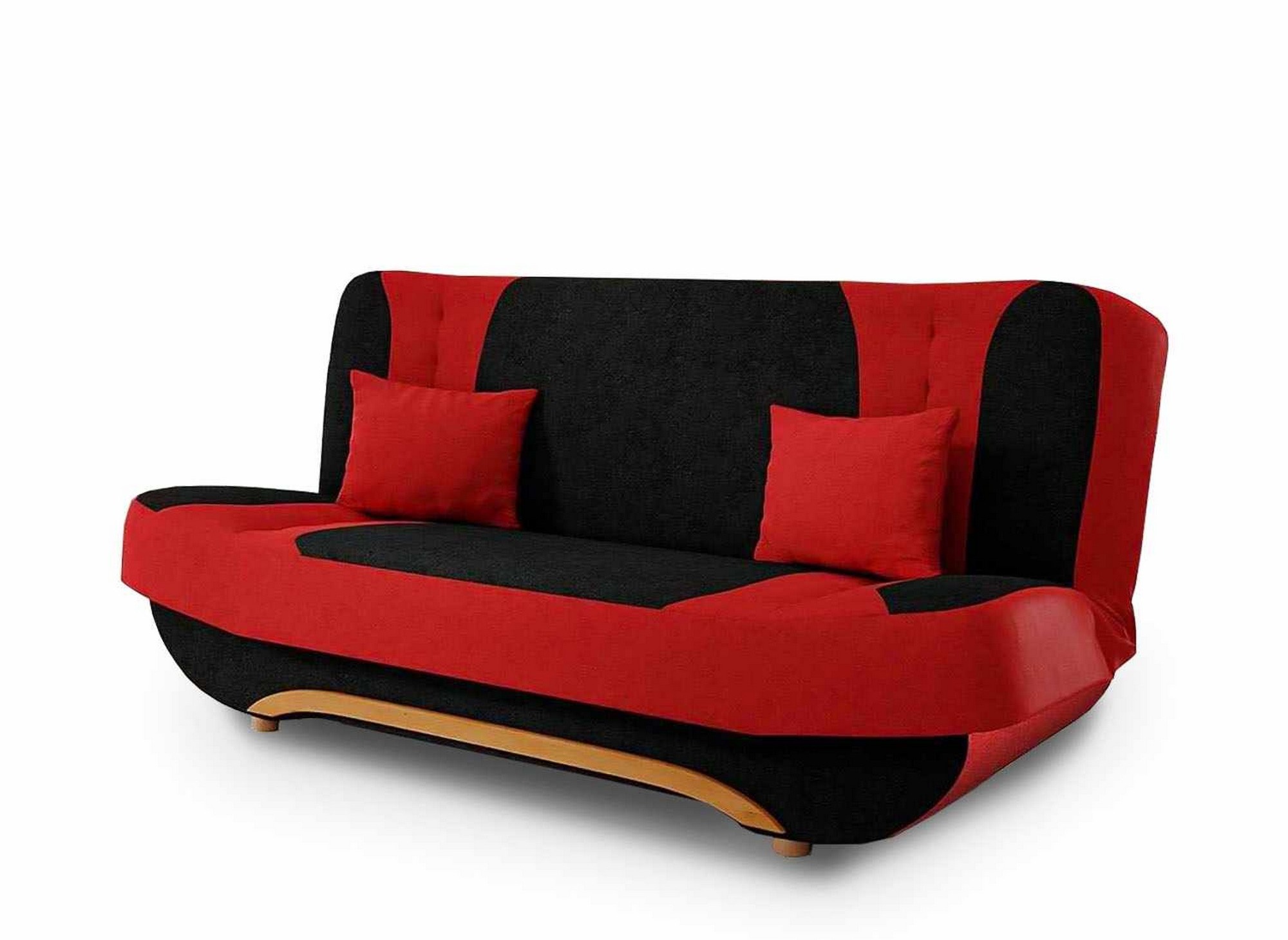 Canape Clic Clac En Tissu Noir Et Rouge Convertible Elona Dip