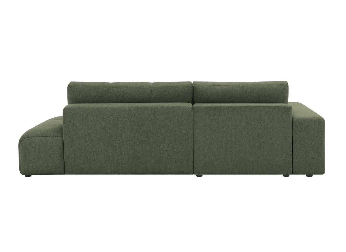 Canapé d'angle convertible avec coffre en tissu texturé vert olive ANGELINE - Angle gauche