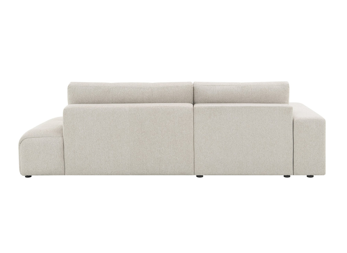 Canapé d'angle convertible avec coffre en tissu texturé beige ANGELINE - Angle gauche