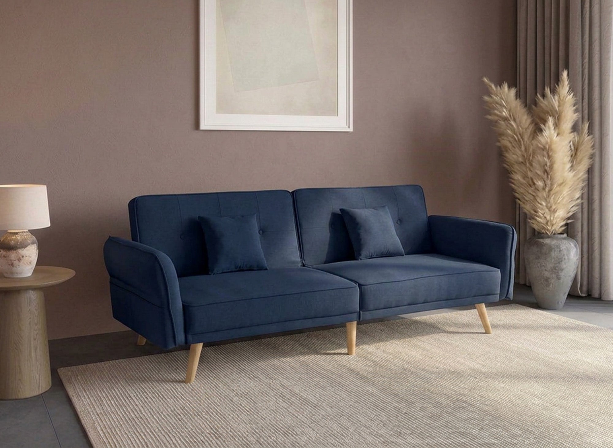 Canapé clic clac 3 places en tissu bleu CHILI