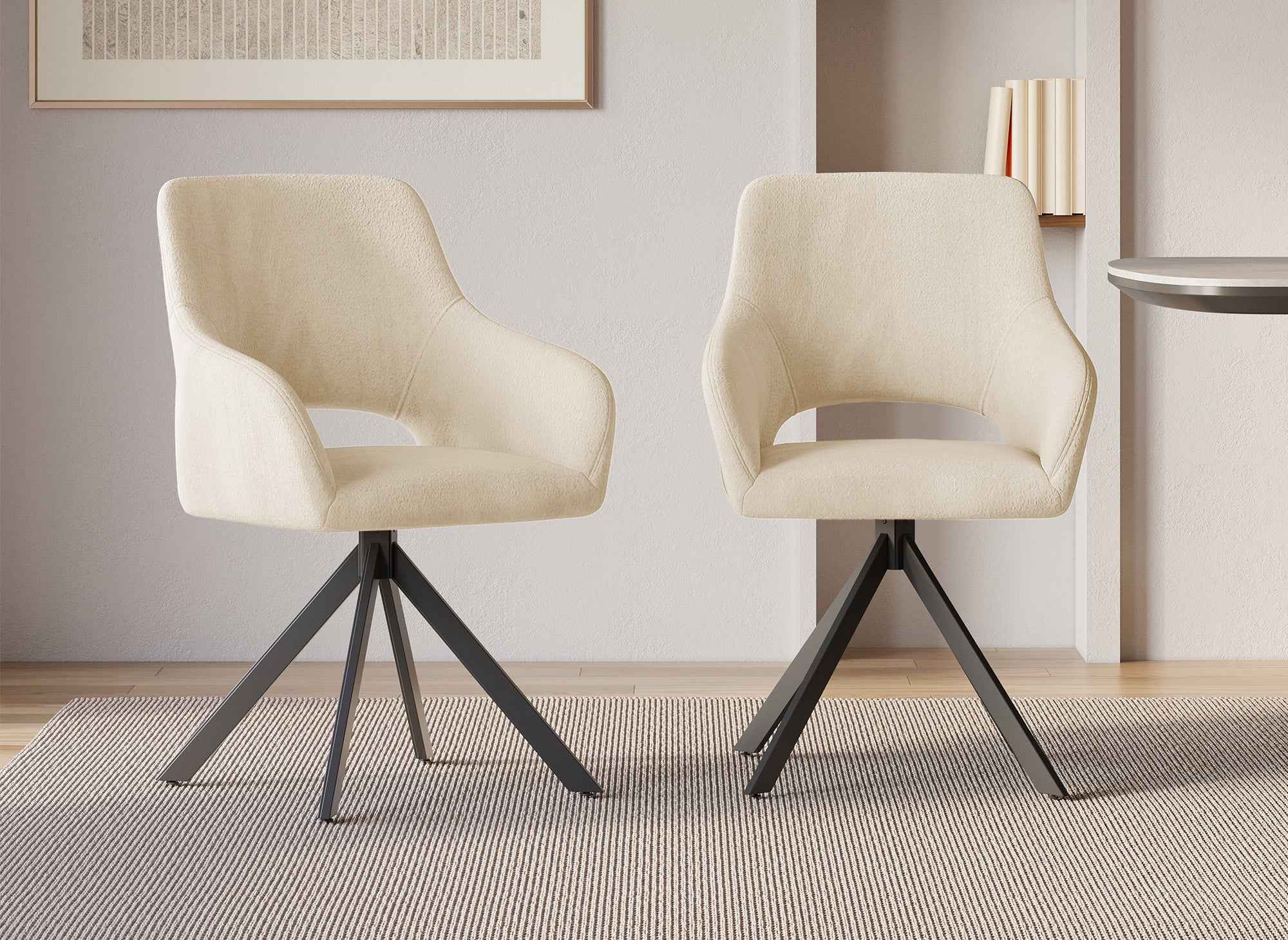 Lot de 2 chaises pivotantes design en velours beige CIEL