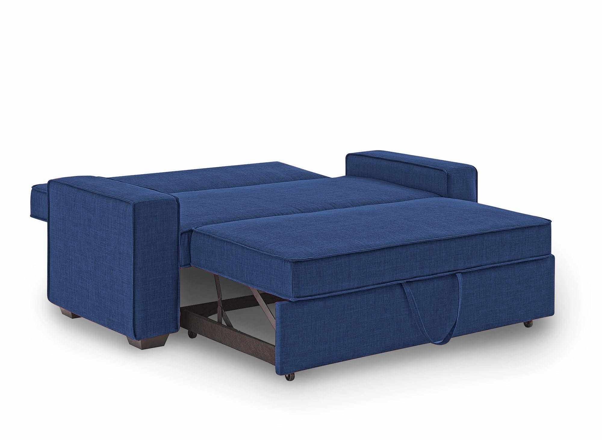 Canapé 3 places convertible en tissu bleu JAMES