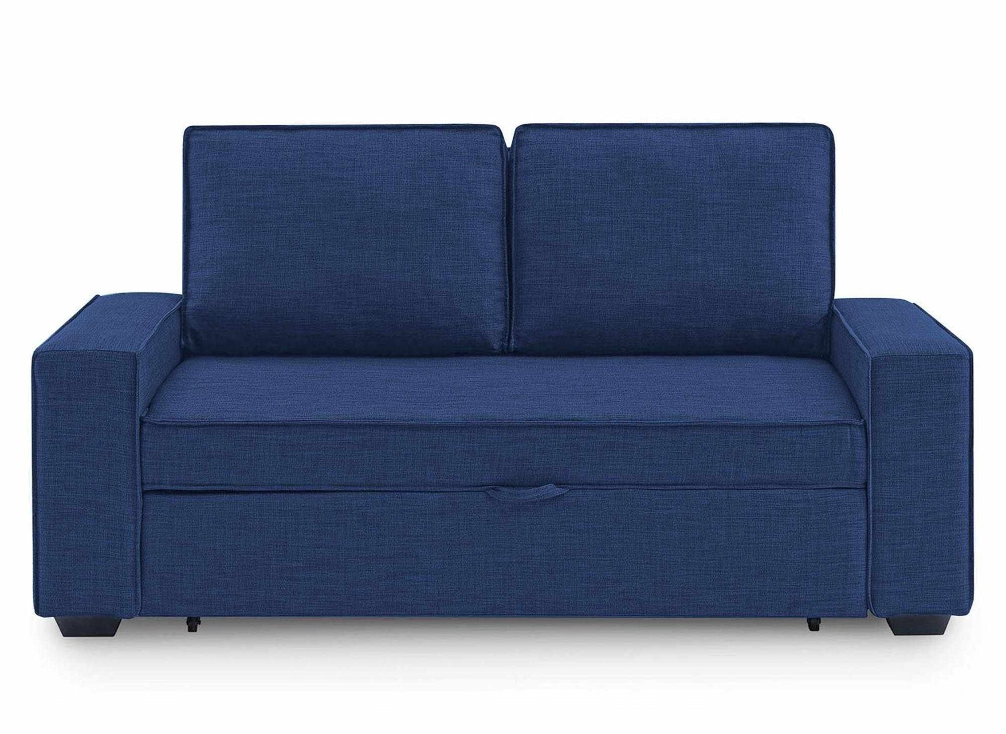Canapé 3 places convertible en tissu bleu JAMES
