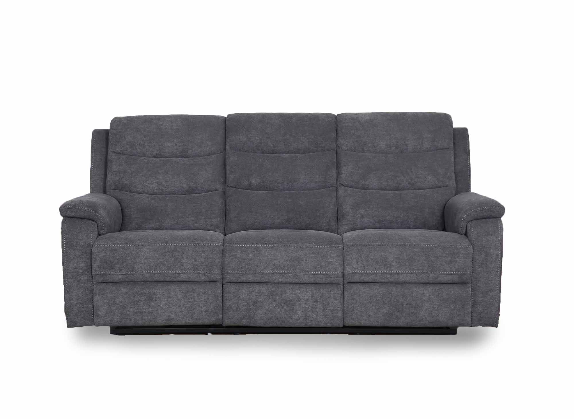 Canapé relax électrique 3 places en tissu gris foncé RICHARD