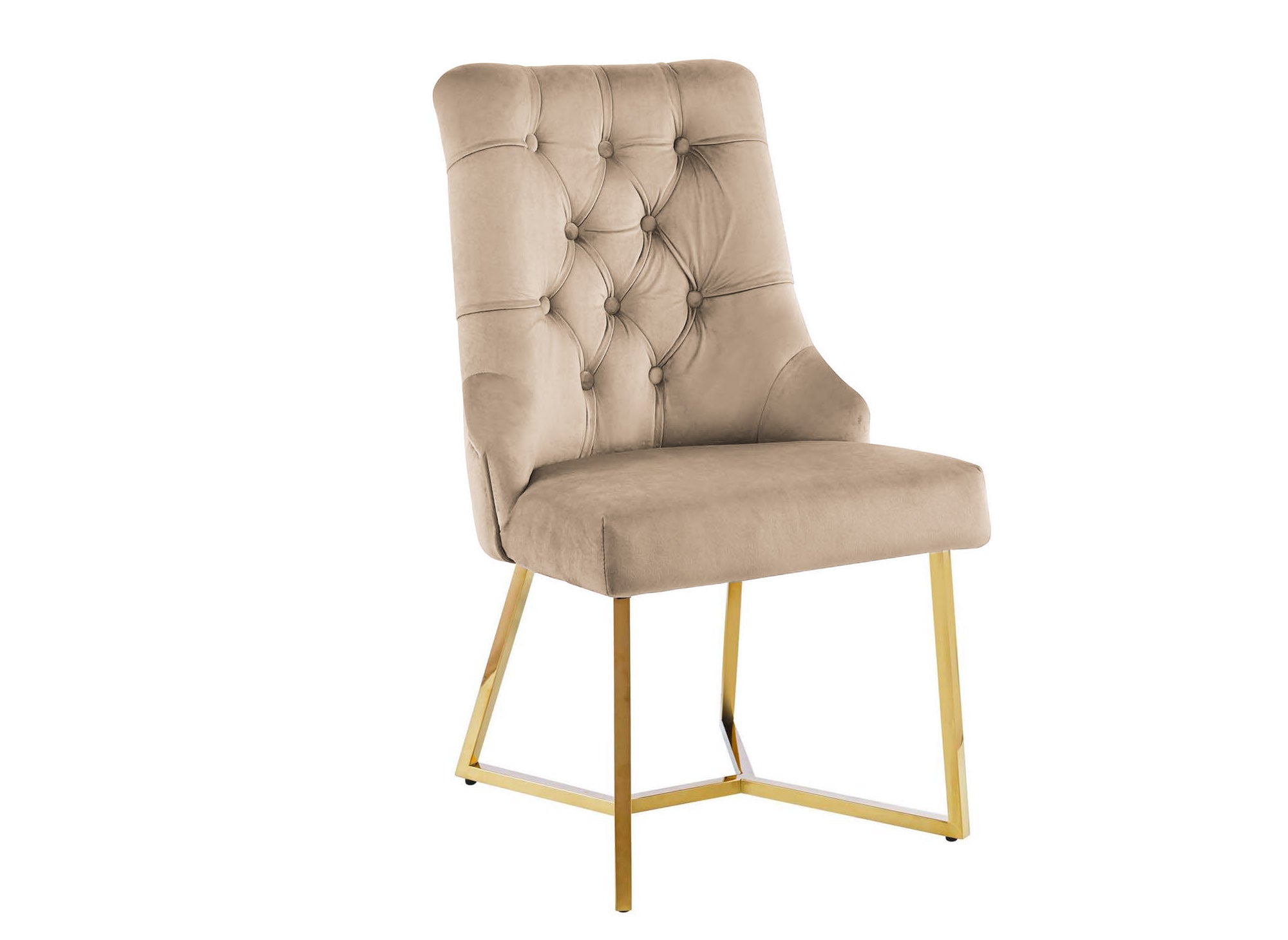Lot de 2 chaises en velours beige pieds en métal doré KIERA