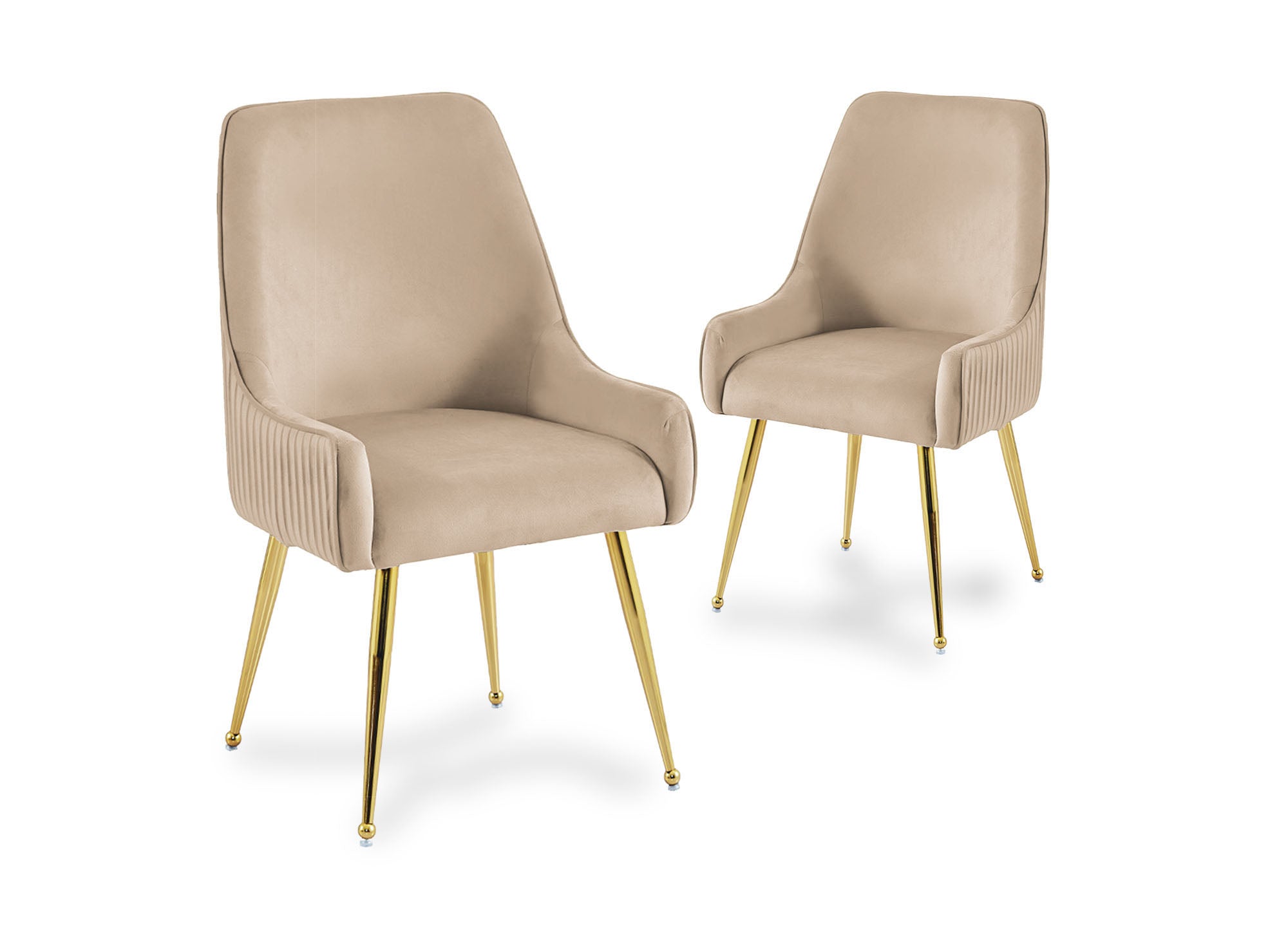 Lot de 2 chaises en velours beige pieds en métal doré DORY