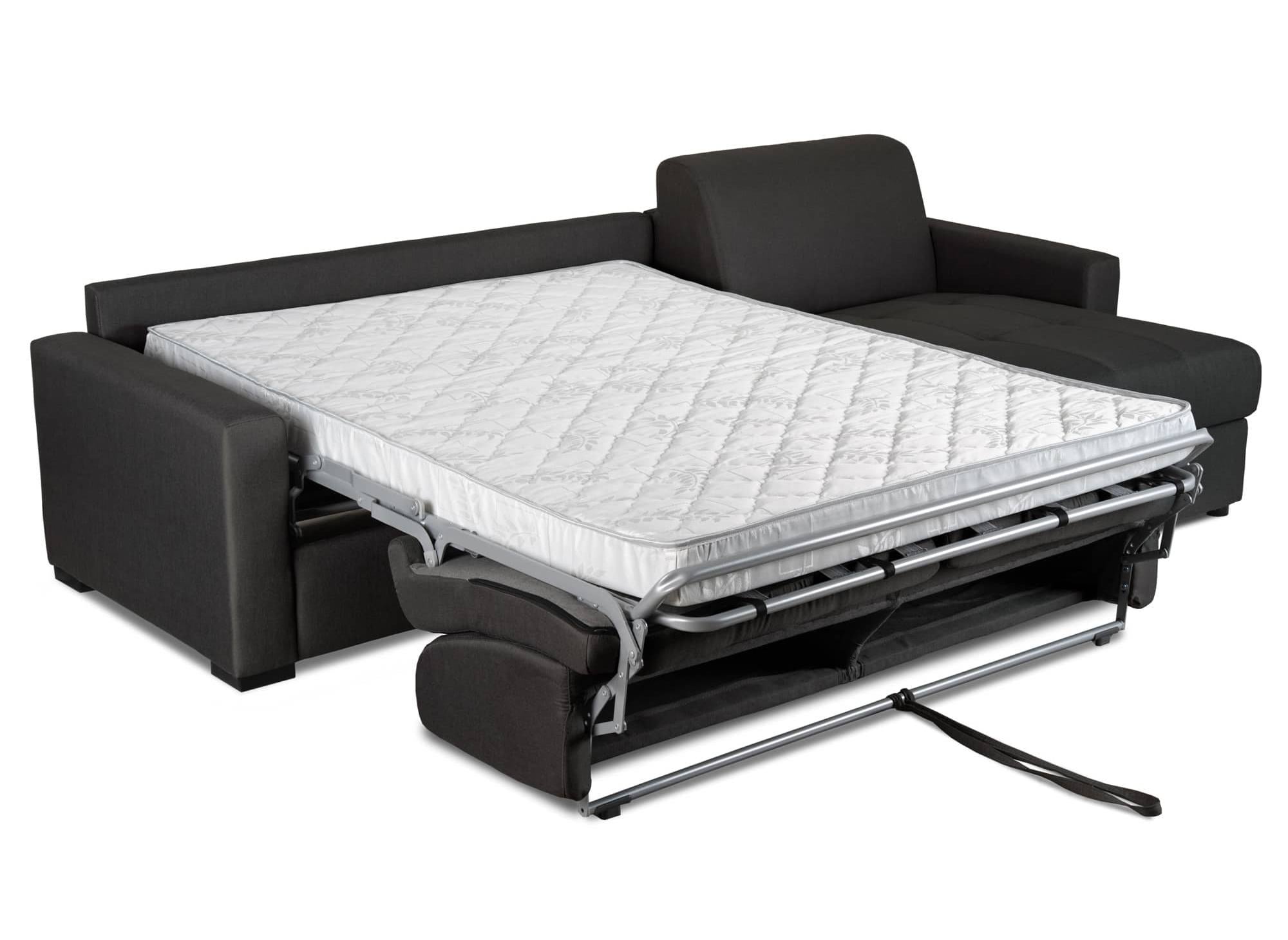 Canapé d'angle réversible convertible express en tissu gris carbon LOUNA