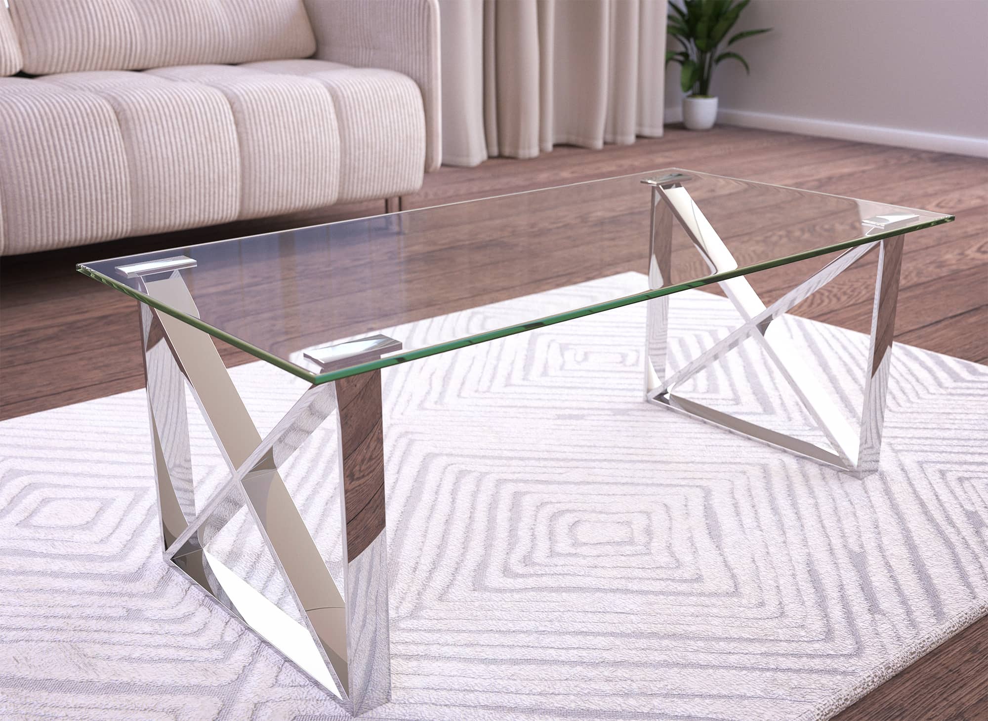 Table basse rectangulaire en verre ISORE