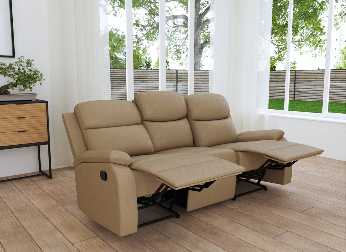 Canapé relax effet simili cuir camel 3 places JACOB