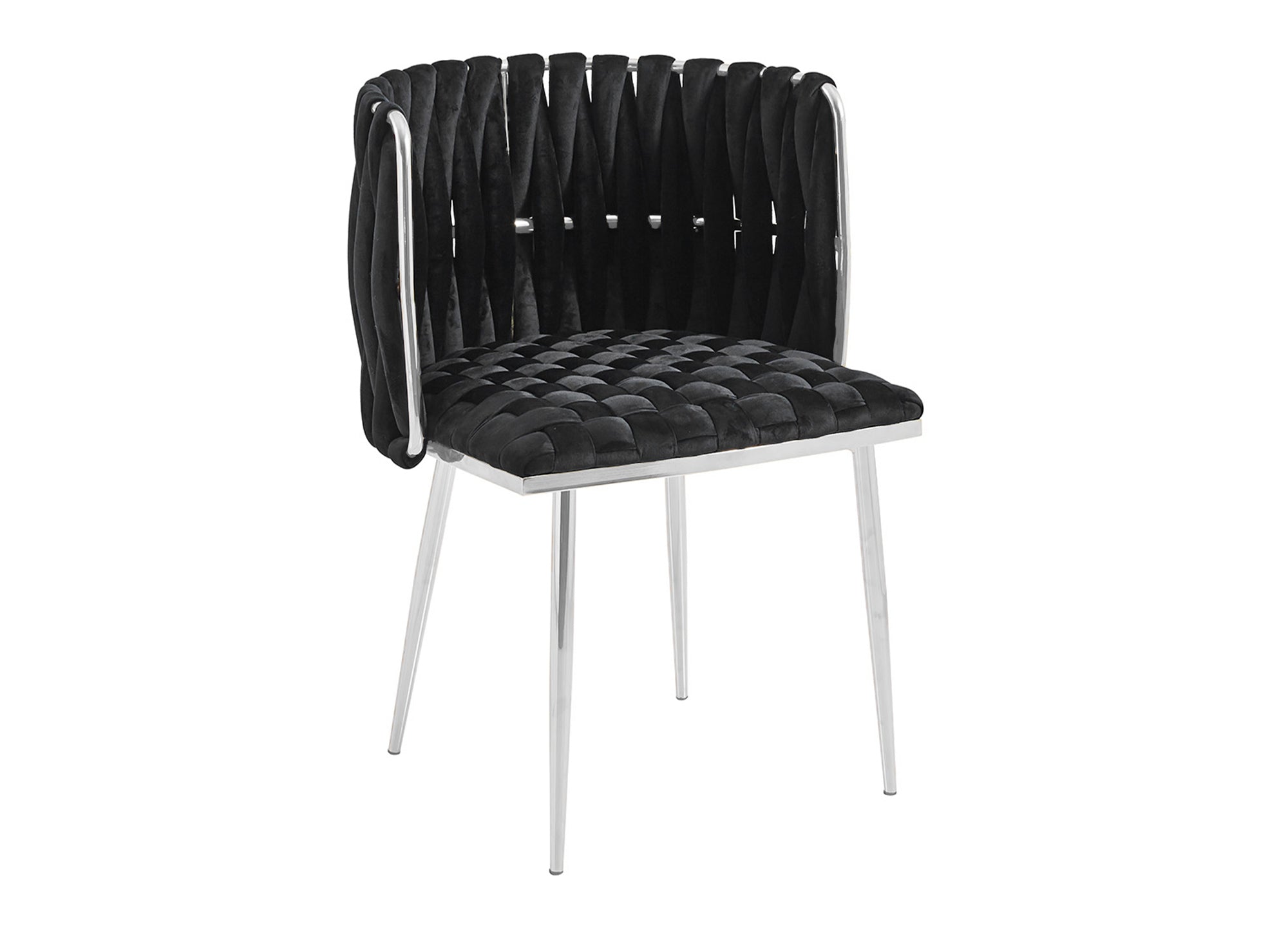 Lot de 2 chaises en velours noir pieds en métal argenté POLO