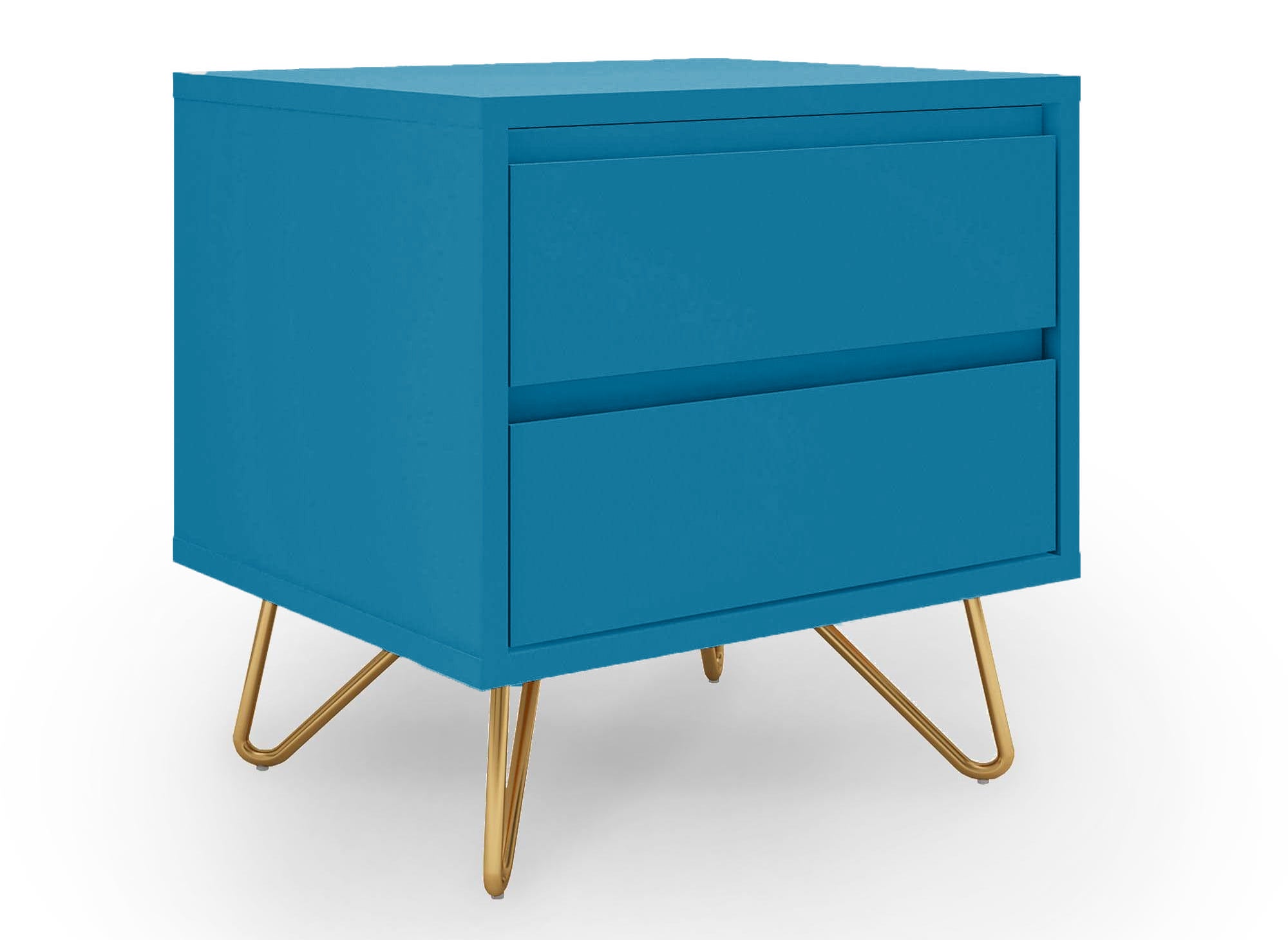 Table de chevet 2 tiroirs bleu canard DARINA