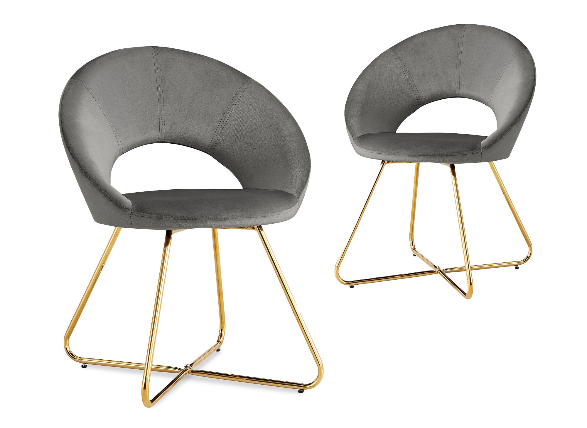 Lot de 2 chaises design en velours gris PETRA