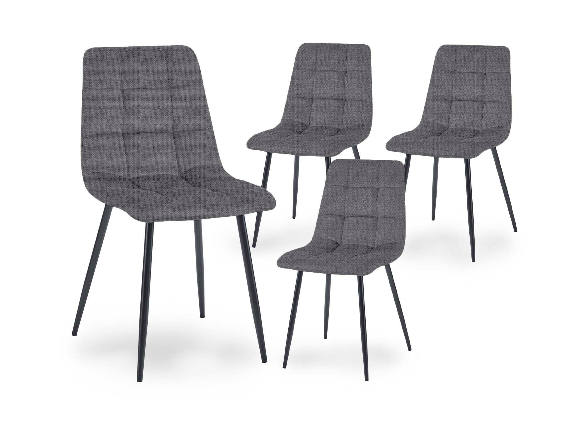 Lot de 4 chaises en tissu gris capitonné JEREMI