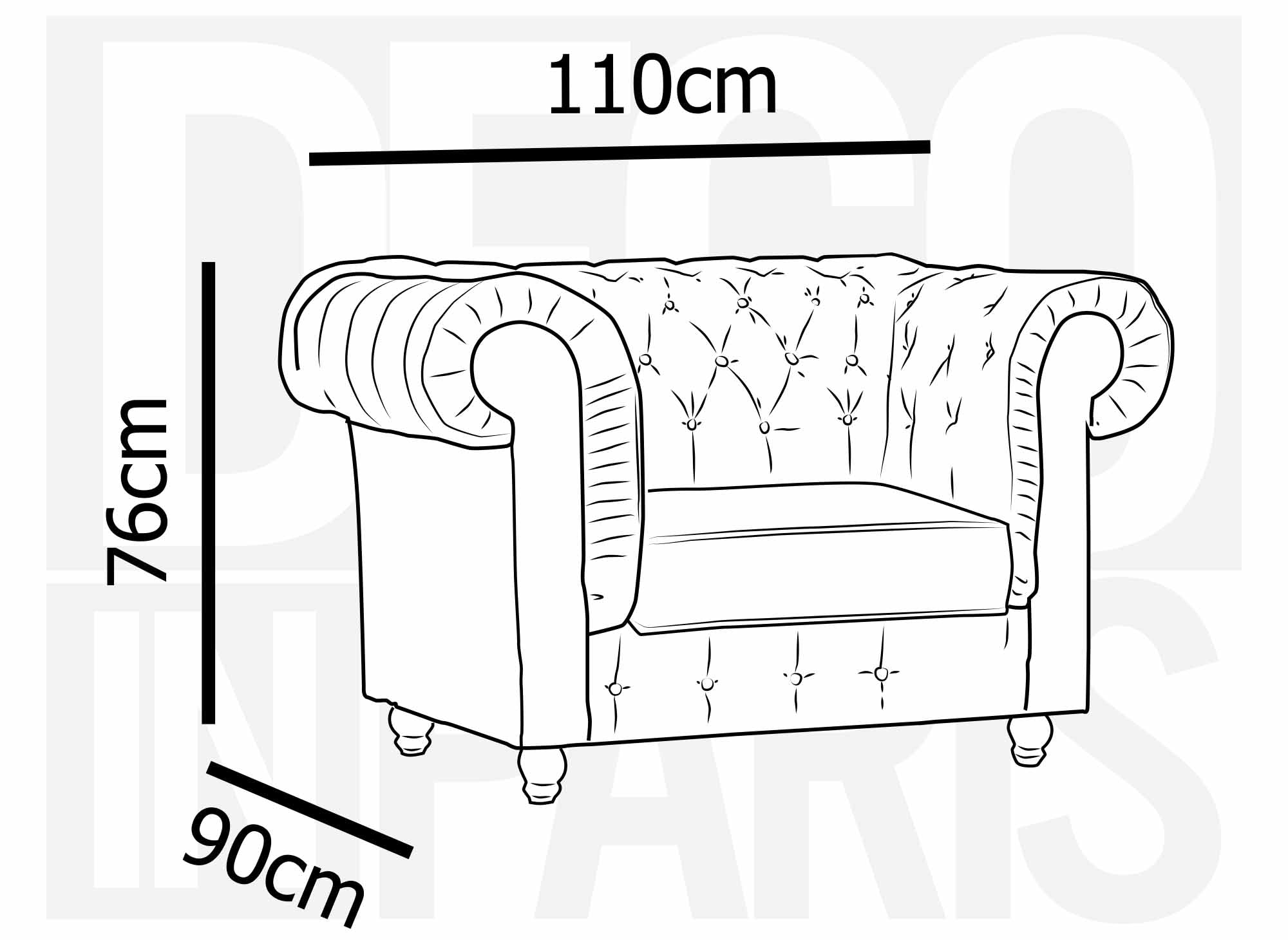 Fauteuil chesterfield en tissu microfibre vintage marron - WILSTON