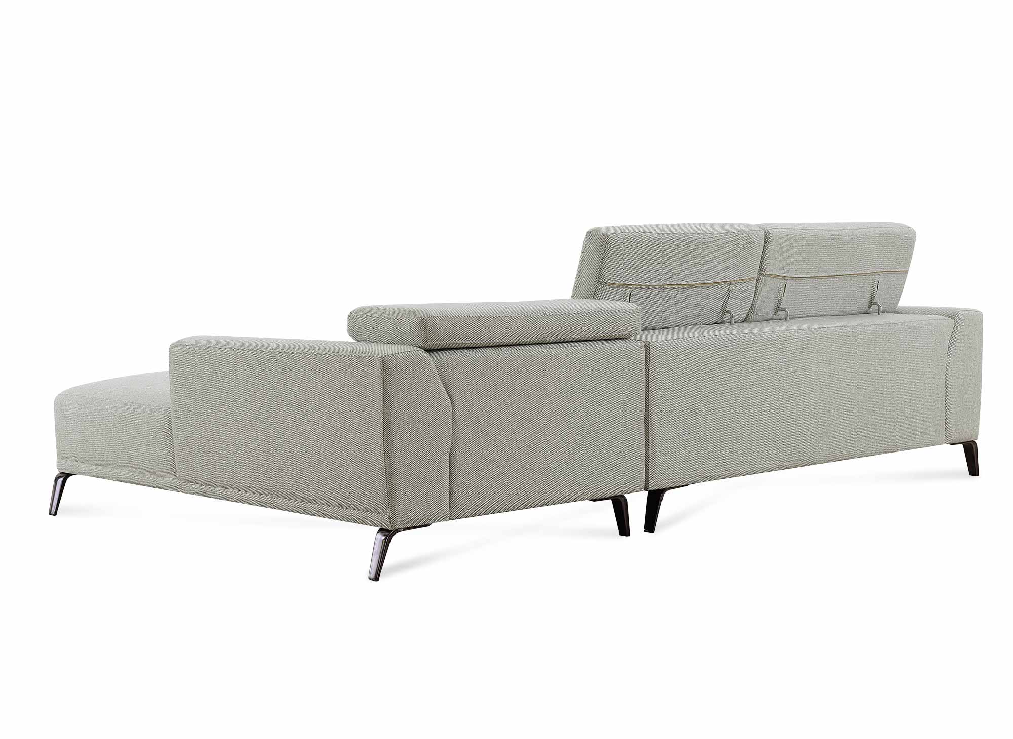 Canapé d'angle avec méridienne en tissu gris clair KALISTA - Angle Droit