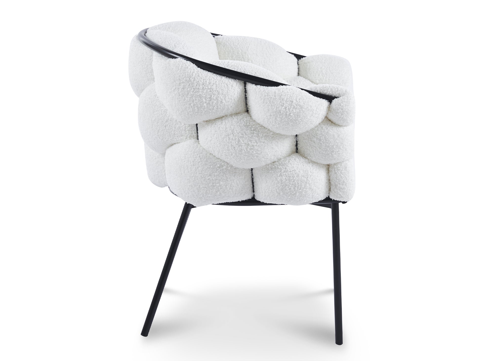 Lot de 2 chaises effet peau de mouton blanc pieds en métal noir CHARLOTTE