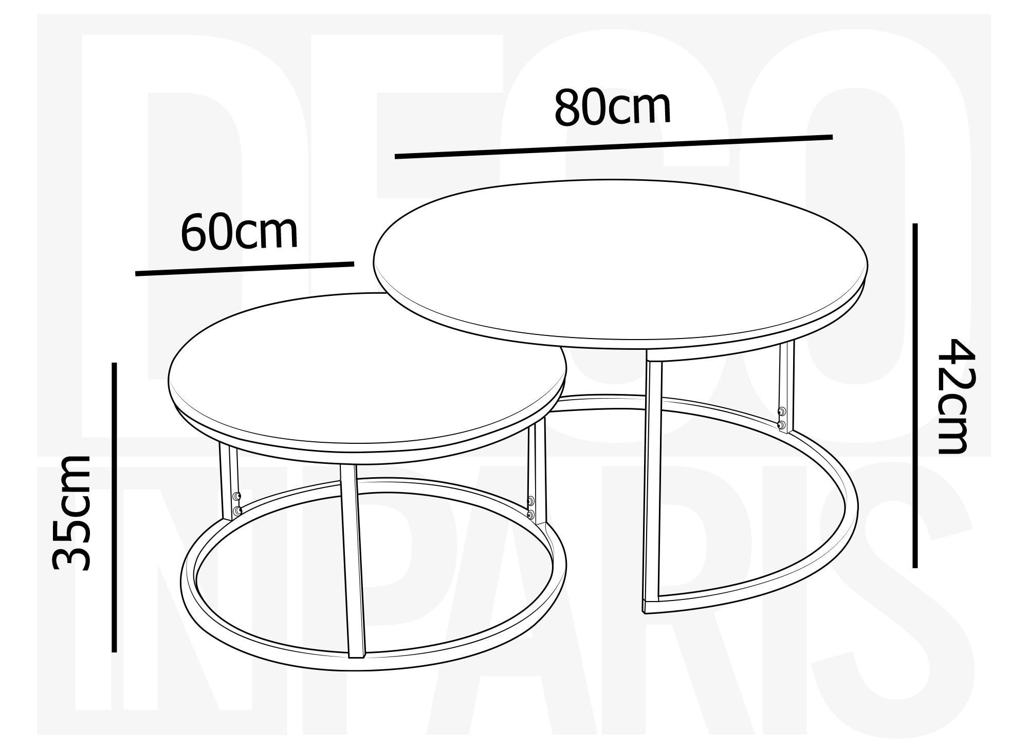 Lot de 2 tables basses gigognes rondes design GEORGIA