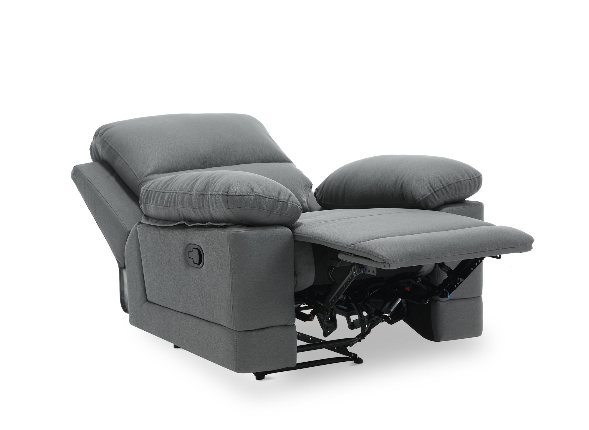Fauteuil relax manuel en simili cuir gris foncé DANY