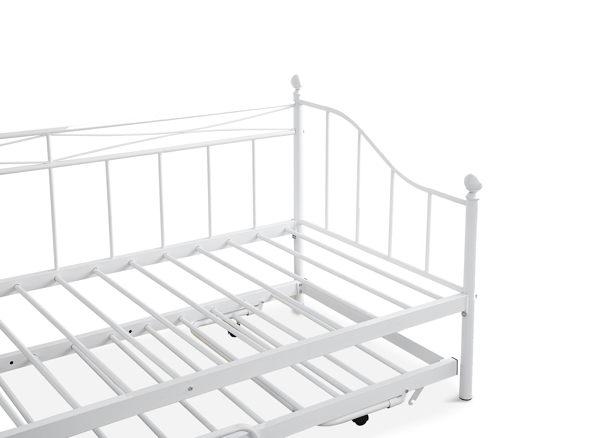 Lit banquette gigogne en métal blanc ALICIA 90 x 190 cm