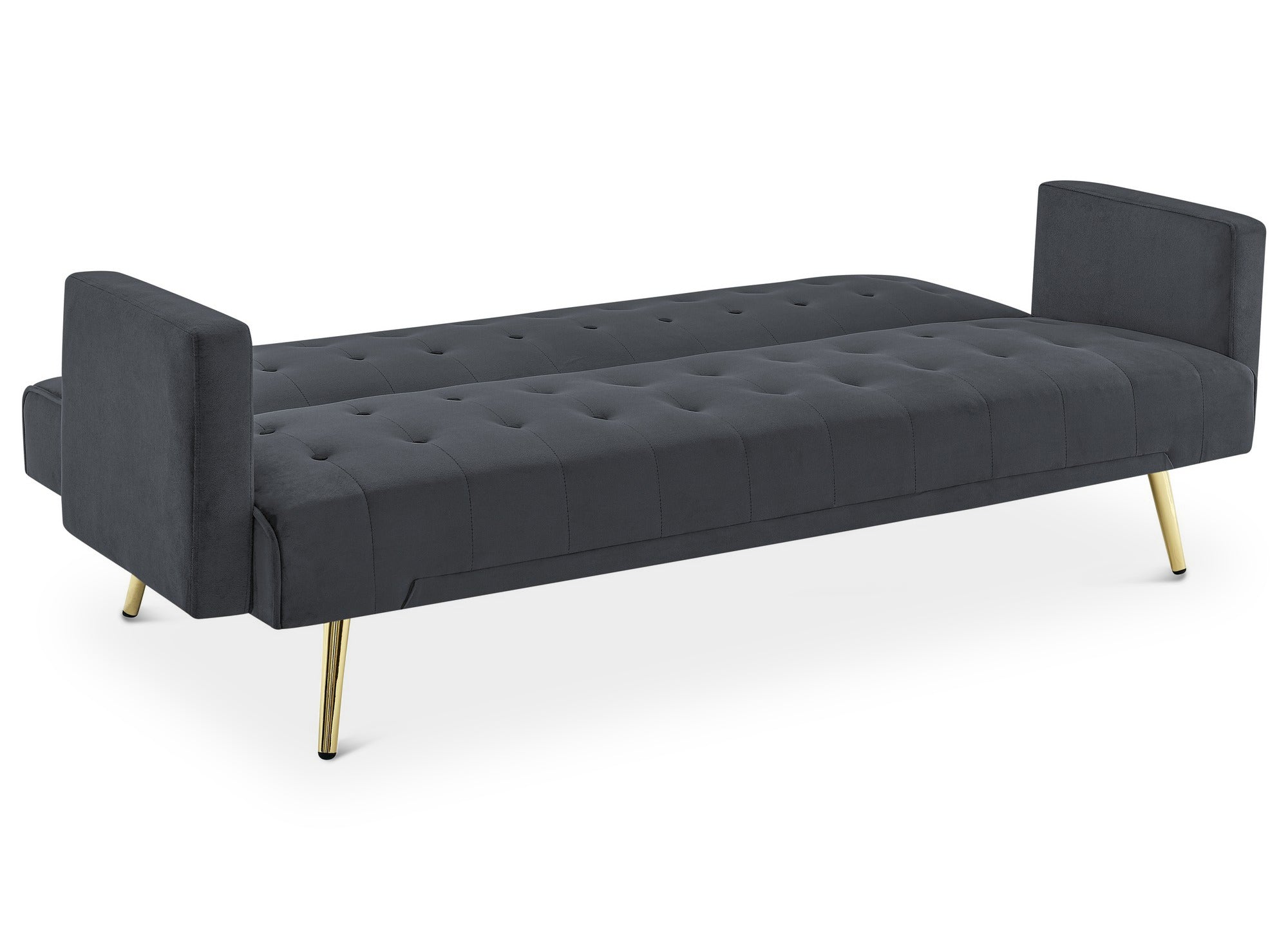 Canapé clic clac en velours gris foncé avec pieds en métal doré CHICAGO